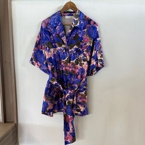 Zimmermann Silk Floral Kimono Jacket in Blue and Pink